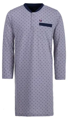 Immagine prodotto di Camicia da notte da uomo a maniche lunghe, con taschino sul petto a forma di bussola e bottoni