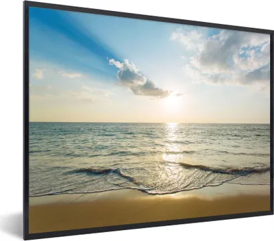 Produktbild von MuchoWow® Gerahmtes Poster Meer - Sommer - Strand 80x60 cm - Poster mit Schwarzem Bilderrahmen Wandposter Rahmen Foto Bilder - Schwarzem - Mit Gestell