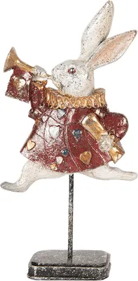 Immagine prodotto di Clayre & Eef Figura decorativa Coniglio 18x7x34 cm Bianco Rosso Plastica