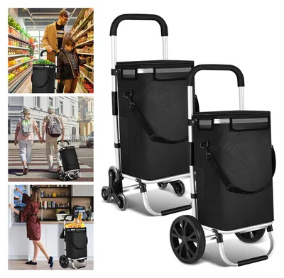 Produktbild von TolleTour 3in1 Einkaufstrolley 40L bis 40 kg klappbar abnehmbare Tasche Handwagen Einkaufswagen Einkaufshilfe Roller Schwarz