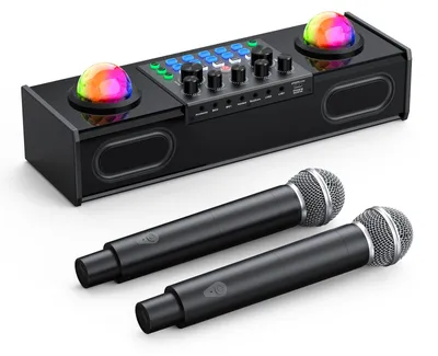 Productafbeelding van Karaokeset Draadloos Bluetooth - Twee Microfoons - 1 Speaker - Zwart