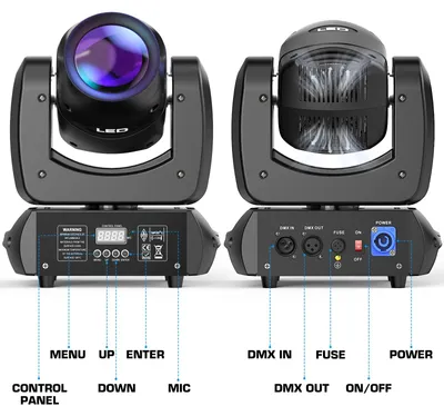 Produktbild von Moving Head LED-Bühnenlicht - 2er-Set - 100 W - DMX - Beam- und Gobo-Effekt - AC 100–240 V - EU-Stecker