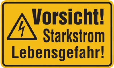 Produktbild von Dreifke® Warnschild, Vorsicht! Starkstrom Lebensgefahr!, 120 x 200 mm, Folie ...