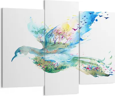 Produktbild von Bild auf Leinwand - Leinwandbild - Abstraktion Vogel Natur Bewegung - 130x100cm - Wand Bild - Wanddeko - Leinwanddruck - Bilder - Kunstdruck - Leinwand bilder - Wandkunst - CB130x100-3032