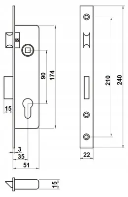 Produktbild von LOB Z935B Einsteckschloss Zylinder schmal für Gartentore
