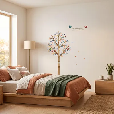 Produktbild von Dekorative Wandaufkleber mit einem Baum und Vögeln