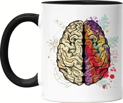 Produktbild von Gehirn Tasse Schwarz Nervensystem Rechte Linke Gehirnhälfte Gedächtnis Hirn Nerven Gehirnzellen Logik Verstand