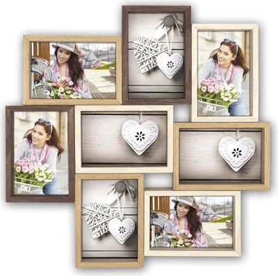 Produktbild von Holz Bilderrahmen Collage braun, beige, creme für 13x18 cm