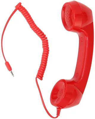 Productafbeelding van Retro telefoonhoorn - Mobiele telefoonontvanger - Volume regelaar - Rood - Spiraalkabels - Smartphone - Geschikt voor smartphone - Model