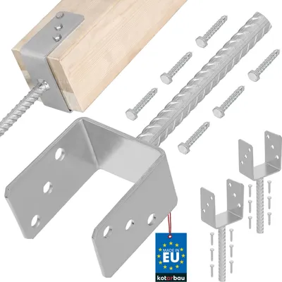 Zdjęcie produktu dla KOTARBAU® Zestaw 2 wsporników slupków do osadzania w betonie U 101 mm Stal ocynkowana ogniowo Kotwa do betonu do slupków drewnianych Stal falista Kotwa do slupków Gniazdo do podloza Podkladka pod slupek Slupek ogrodzeniowy Drewno