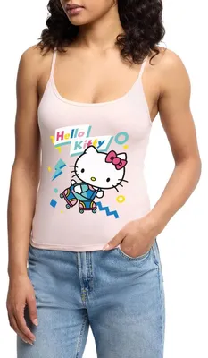 Produktbild von Spreadshirt Hello Kitty 90er Stil Mit Rollschuhen Frauen Premium Organic Top mit Spaghettiträgern, XL, Puderrosa