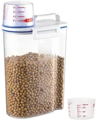Produktbild von 2L Trockenfutterbehälter mit Maßbecher für Getreide und Kaffee