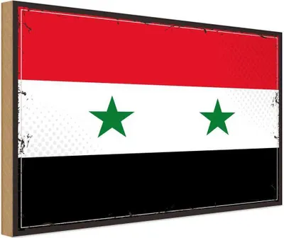 Produktbild von vianmo Holzschild 12x18 cm Syriens Syria Flagge Fahne Wappen