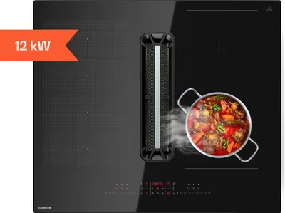Image de Klarstein AirJet Table à induction avec Hotte intégrée - 12 kW, 600 m³/h, CEE A+, 9 Niveaux,tactile, Moteur silencieux 52 dB, Filtre aluminium, 60x26x51,5 cm