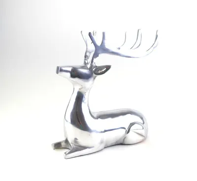 Produktbild von Hirsch-Figur liegend Hirschgeweih 25x10x25cm Aluminium poliert silber