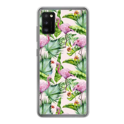 Produktbild von MuchoWow® Handyhülle Schutzhülle Hülle für Samsung Galaxy A41 Flamingo - Pflanzen - Muster Silikon Softcase Handy Hülle - Mobiltelefon