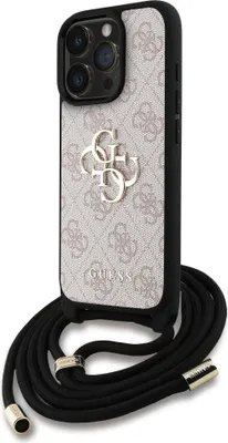 Obrázek produktu pro GuessPolyuretan4G Metal Logo Crossbody Strap Zadní kryt pro iPhone 16 Pro Pink