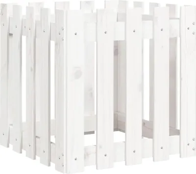 Imagen del producto de Jardinera diseño de valla madera maciza pino blanca 50x50x50 cm