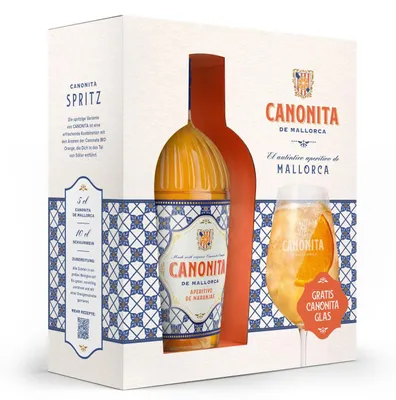 Produktbild von Canonita De Mallorca Set mit Glas - Aperitivo de Naranjas - Orangenlikör
