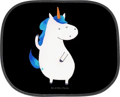 Produktbild von Mr. & Mrs. Panda Scheibenschutz Auto Einhorn Mann - Schwarz - Geschenk, pkw sonnenschutz, Familie, Unicorn, Sonnenblende, Hitzeschutz, Freundin, Cool, für, Party