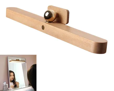 Produktbild von Holz Badezimmer LED Spiegelleuchte, Holz Wandleuchte, magnetische Lampe, 4000K Spiegelleuchte dimmbare, Schminkspiegelleuchte mit Berührungsschalter