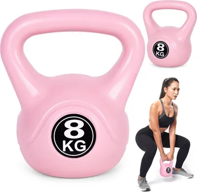 Immagine prodotto di Kettlebell 8 kg per esercizi, manubri, palla pesi, carico fitness, rosa, ModernHome