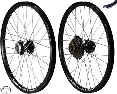 Produktbild von REDONDO 20 Zoll Laufrad Set VR + HR Felge Schwarz Disc + 6 fach Shimano Kranz
