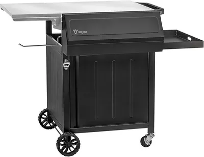 Produktbild von Grillwagen 100 x 73 x 91 cm | Schwarz | Grilltisch mit großer Arbeitsfläche | Grill Beistelltisch mit Rollen, Outdoor Grill Trolley | Grilltisch Outdoor, Servierwagen mit Ablagefläche