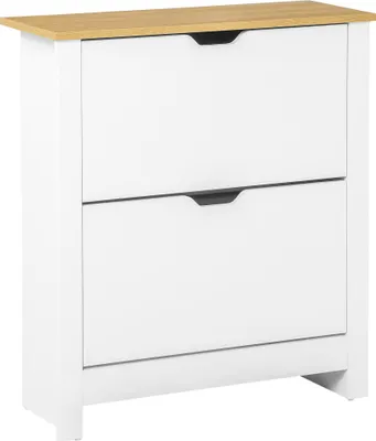 Produktbild von Schuhregal Weiß Braun 2 Fächer 12 Paar 72x26x80 cm Schuhaufbewahrung