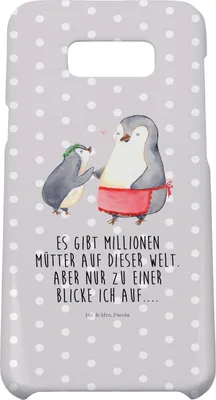 Produktbild von Mr. & Mrs. Panda Samsung Galaxy S8 plus Handyhülle  Pinguin mit Kind - Grau Pastell - Geschenk, Hülle, Mutter, Muttertag, Familie, Handy Case, Vorbild Mama, Cover