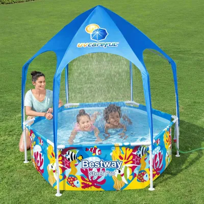 Produktbild von Bestway My First Frame Splash-In-Shade Play Rund-Aufstellpool mit UV-Sonnenschutz, 183 cm