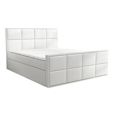 Produktbild von Boxspringbett BARD 120 x 200 mit 2 Bettkästen, Bonell-Matratze und Topper. Farbe: Weiß