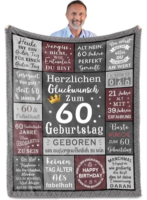 Obrázok produktu pre Deka k 60. narodeninám, pánska, 200x150 cm, flanel, polyester