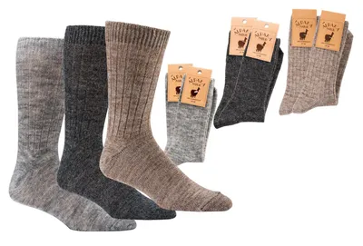 Produktbild von Wowerat Alpaka Wollsocken Schafwolle Anthrazitmelange Damen Herren Gr. 35-38 2 Paar