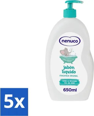 Zdjęcie produktu dla Nenuco - Jabon Líquido - Mydło w płynie - oryginalny zapach - z pompką dozującą - 650 ml - opakowanie wartościowe - 5 sztuk