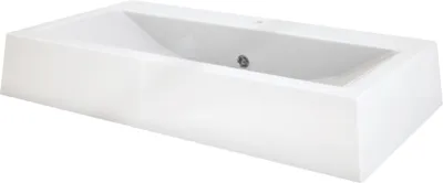 Produktbild von Vladon Waschbecken Nizza - Aufsatzwaschbecken Eckiges Design - Hochwertiger Gussmarmor (43 x 80 x 12,5 cm)