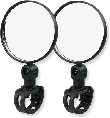Image de Rétroviseur pour vélo et trottinette électrique, en deux parties, avec miroir sphérique pivotant à 360° et fixation pour guidon (15-35 mm)