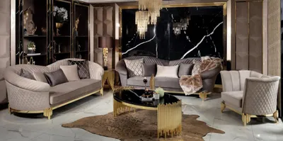 Produktbild von 4tlg Sofa 3 Sitzer Wohnzimmer Sessel Couchtisch Modern Einfarbig Polyester Neu