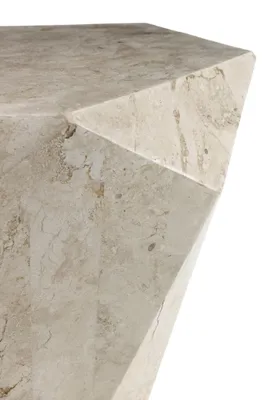 Immagine prodotto di Tavolino Diamond Small con rivestimento in tasselli di pietra fossile White Agata e struttura in compensato marino - Design Esclusivo
