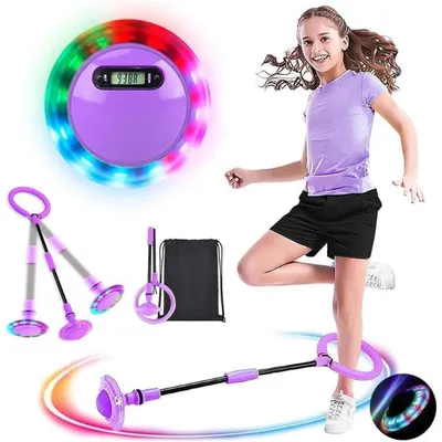 Produktbild von Springring Fußkreisel mit Lichtrad und Zähler, faltbar, Kinder, Lila, 62 cm