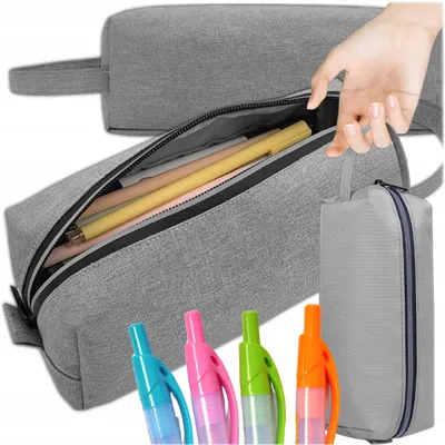 Immagine prodotto di KRUMAD Astuccio per la scuola, robusto astuccio in tessuto, versatile astuccio per penne o articoli di cancelleria, leggero e idrorepellente, grigio