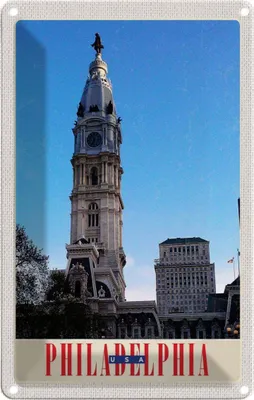 Produktbild von vianmo Blechschild 18x12 cm Philadelphia USA Amerika Bildmotiv Reisemotiv Abenteuer Reisen Urlaub