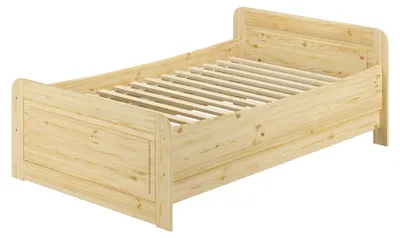 Produktbild von Seniorenbett extra hoch 120x200 Einzelbett Holzbett Gästebett Massivholz Zubehör wählbar V-60.42-12Rollrost inkl.