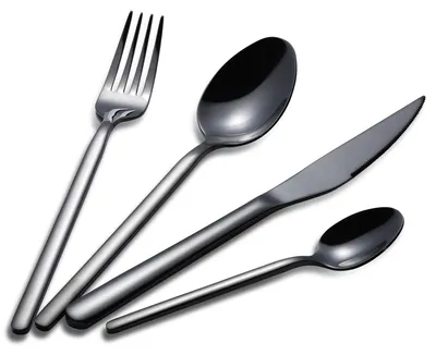 Besteckset 24-teilig für 6 Personen, Edelstahl, Schwarz