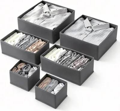 Obrázok produktu pre Organizér do zásuvky 6 ks, prateľné úložné boxy, polyester, pre oblečenie