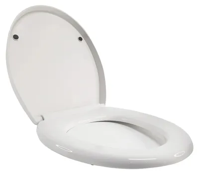 Immagine prodotto di Copriwater - Sedile WC a forma di "O" - Sistema di abbassamento automatico con chiusura ammortizzata - Chiusura rapida - Materiale: Duroplast - Antibatterico - Cerniere in acciaio inossidabile