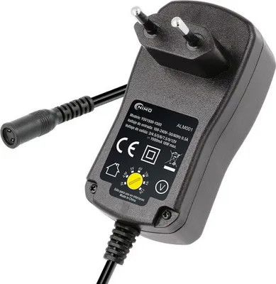 Immagine prodotto di Alimentatore elettronico 12v.1500 mah 18w selettore regolabile da 3v a 12v