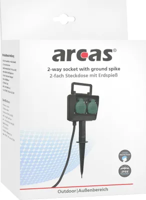 Produktbild von Arcas 2 fach Steckdose mit Erdspieß IP44