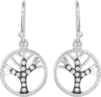 Produktbild von NKlaus Paar 11,8mm Ohrhaken Baus des Lebens rund 925 Silber mit 10 Zirkonia weiß Steine 13962