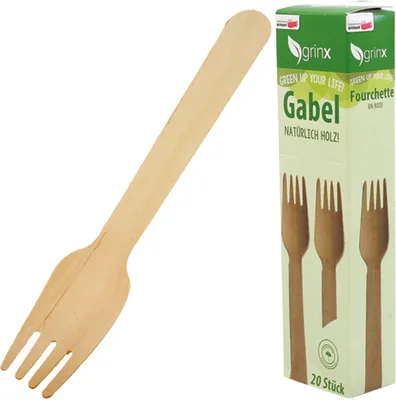 Image de Couverts de fête Fourchette 20 en bois 15,5cm